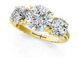 Yellow gold Three-Stone Round Cut Diamond Ring with Channel-Set Band and Prong Setting_7