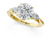 Yellow gold Three-Stone Round Cut Diamond Ring with Pear  Side Stones in Four-Prong Setting_13