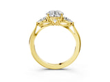 Yellow gold Three-Stone Round Cut Diamond Ring with Pear  Side Stones in Four-Prong Setting_15