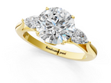 Yellow gold Three-Stone Round Cut Diamond Ring with Pear Side Stones in Four-Prong Setting_158