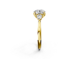 Yellow gold Three-Stone Round Cut Diamond Ring with Pear Side Stones in Four-Prong Setting_159