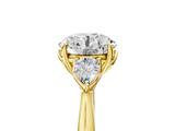 Yellow gold Three-Stone Round Cut Diamond Ring with Pear Side Stones in Four-Prong Setting_162