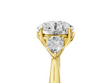 Yellow gold Three-Stone Round Cut Diamond Ring with Pear  Side Stones in Four-Prong Setting_17