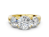 Yellow gold Three-Stone Round Cut Diamond Ring with Prong Setting and Classic Band_3