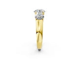 Yellow gold Three-Stone Round Cut Diamond Ring with Prong Setting and Classic Band_5