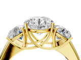 Yellow gold Three-Stone Round Cut Diamond Ring with Prong Setting and Classic Band_7
