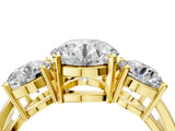 Yellow gold Three-Stone Round Cut Diamond Ring with Round Side Stones, Classic Band, and Four-Prong Setting_11