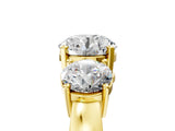 Yellow gold Three-Stone Round Cut Diamond Ring with Round Side Stones, Classic Band, and Four-Prong Setting_12