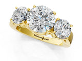 Yellow gold Three-Stone Round Cut Diamond Ring with Round Side Stones, Classic Band, and Four-Prong Setting_8