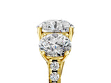 Yellow gold Three-Stone Round Cut Diamond Ring with Round with Moissanite side stone Pavé Band and Prong Setting_5