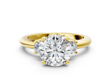 Yellow gold Three-Stone Round Cut Diamond Solitaire with Prong Setting and Classic Band_57