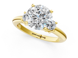 Yellow gold Three-Stone Round Cut Diamond Solitaire with Prong Setting and Classic Band_58