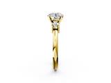 Yellow gold Three-Stone Round Cut Diamond Solitaire with Prong Setting and Classic Band_59