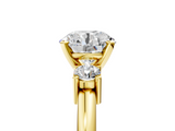 Yellow gold Three-Stone Round Cut Diamond Solitaire with Prong Setting and Classic Band_62