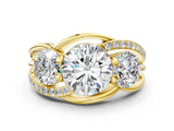 Yellow gold Three-Stone Round Cut Diamond Split Shank Prong Set Ring_11