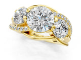 Yellow gold Three-Stone Round Cut Diamond Split Shank Prong Set Ring_12