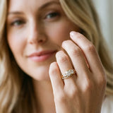 Yellow gold Three-Stone Round Cut Diamond Split Shank Prong Set Ring_8