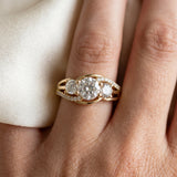 Yellow gold Three-Stone Round Cut Diamond Split Shank Prong Set Ring_9