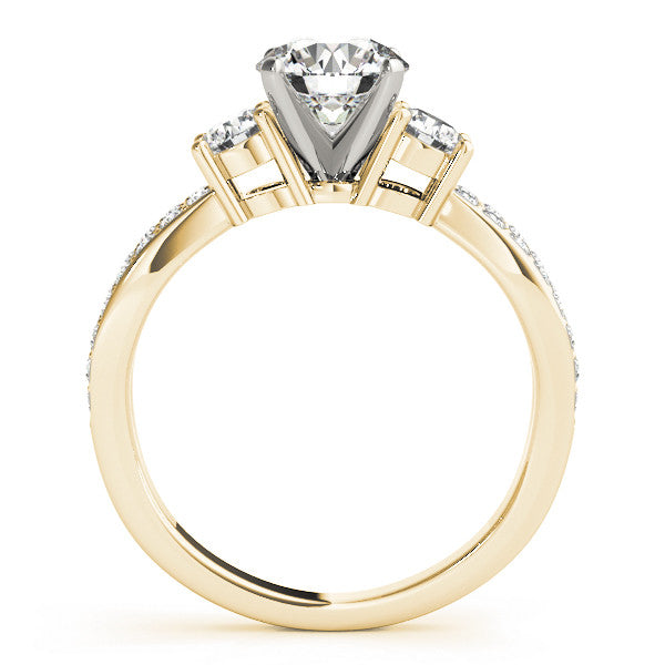 Yellow gold Three-Stone Round Cut Diamond Twist Band with Prong Setting 2