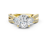 Yellow gold Three-Stone Round Cut Diamond Twist Band with Prong Setting_64