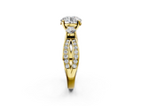Yellow gold Three-Stone Round Cut Diamond Twist Band with Prong Setting_66