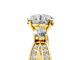 Yellow gold Three-Stone Round Cut Diamond Twist Band with Prong Setting_69