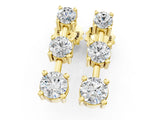 Yellow gold Three-Stone Round Cut Drop Earrings with Prong Setting_16