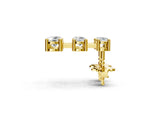 Yellow gold Three-Stone Round Cut Drop Earrings with Prong Setting_17
