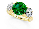 Yellow gold Three-Stone Round Cut Emerald Braided Band Ring with Four-Prong Setting_13