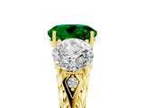 Yellow gold Three-Stone Round Cut Emerald Braided Band Ring with Four-Prong Setting_17