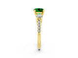 Yellow gold Three-Stone Round Cut Emerald Pavé Band with Four-Prong Setting_2