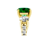 Yellow gold Three-Stone Round Cut Emerald Pavé Band with Four-Prong Setting_5