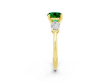 Yellow gold Three-Stone Round Cut Emerald Ring with Pear Side Stones and Four-Prong Setting_2
