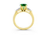 Yellow gold Three-Stone Round Cut Emerald Ring with Pear Side Stones and Four-Prong Setting_3
