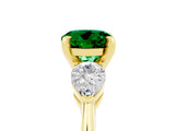 Yellow gold Three-Stone Round Cut Emerald Ring with Pear Side Stones and Four-Prong Setting_5