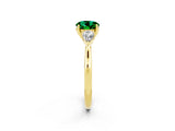 Yellow gold Three-Stone Round Cut Emerald Ring with Pear  Side Stones in Four-Prong Setting_14
