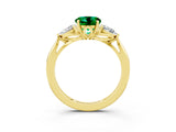 Yellow gold Three-Stone Round Cut Emerald Ring with Pear  Side Stones in Four-Prong Setting_15