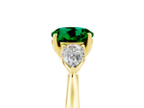 Yellow gold Three-Stone Round Cut Emerald Ring with Pear  Side Stones in Four-Prong Setting_17