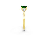 Yellow gold Three-Stone Round Cut Emerald Ring with Pear  Side Stones in Four-Prong Setting_38