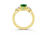 Yellow gold Three-Stone Round Cut Emerald Ring with Pear  Side Stones in Four-Prong Setting_39