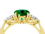 Yellow gold Three-Stone Round Cut Emerald Ring with Pear  Side Stones in Four-Prong Setting_40