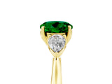 Yellow gold Three-Stone Round Cut Emerald Ring with Pear  Side Stones in Four-Prong Setting_41
