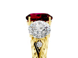 Yellow gold Three-Stone Round Cut Garnet Braided Band Ring with Four-Prong Setting_17