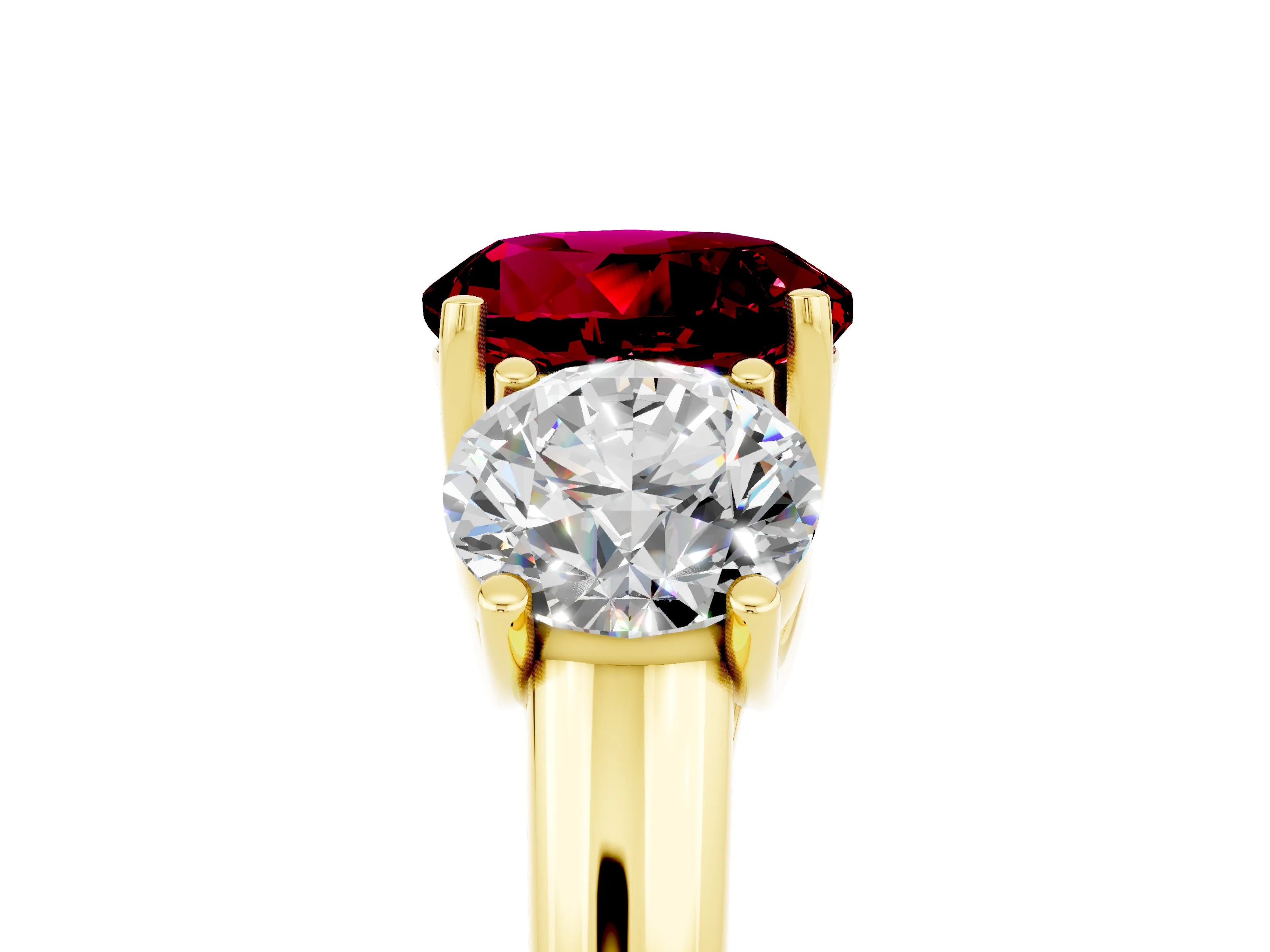 Yellow gold Three-Stone Round Cut Garnet Engagement Ring with Prong Setting_5