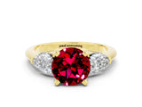 Yellow gold Three-Stone Round Cut Garnet Ring with Pear Side Stones and Four-Prong Setting_20