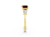 Yellow gold Three-Stone Round Cut Garnet Ring with Pear Side Stones and Four-Prong Setting_22