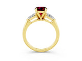 Yellow gold Three-Stone Round Cut Garnet Ring with Pear Side Stones and Four-Prong Setting_23