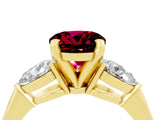 Yellow gold Three-Stone Round Cut Garnet Ring with Pear Side Stones and Four-Prong Setting_24