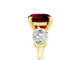 Yellow gold Three-Stone Round Cut Garnet Ring with Pear Side Stones and Four-Prong Setting_25
