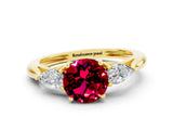 Yellow gold Three-Stone Round Cut Garnet Ring with Pear  Side Stones in Four-Prong Setting_12
